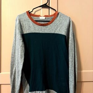 ROOLEE Gray and Green Crew Neck Sweater